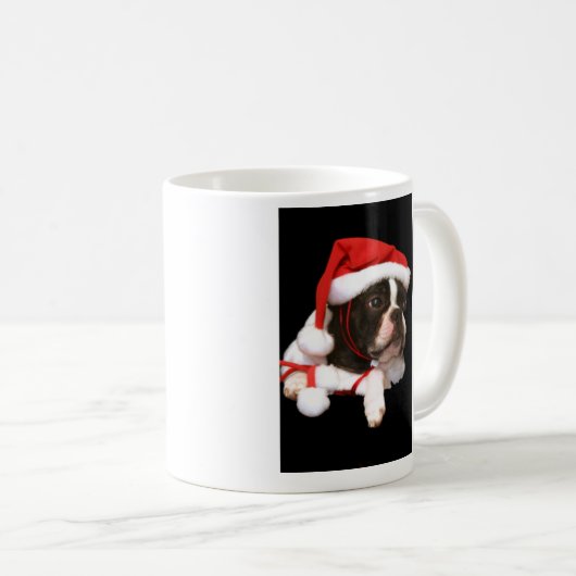Boston Terrier Puppy Santa Paws Mok (Voorkant rechts)