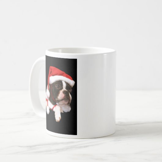 Boston Terrier Puppy Santa Paws Mok (Voorkant links)