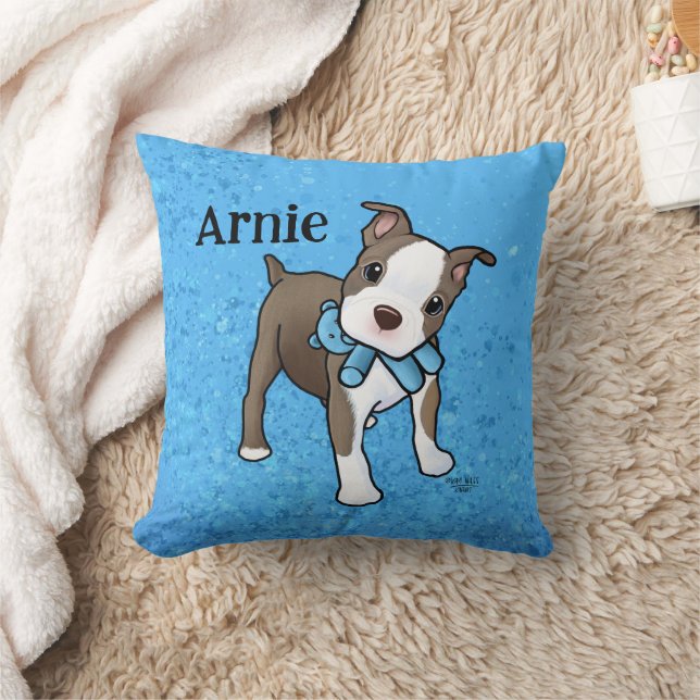 Boston Terrier Puppy Sierkussen (Deken)