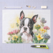 Boston Terrier Puppy Waterverf Tissuepapier (Craft)