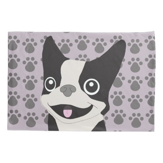 Boston Terrier, Purple lavender Kussensloop (Achterkant)