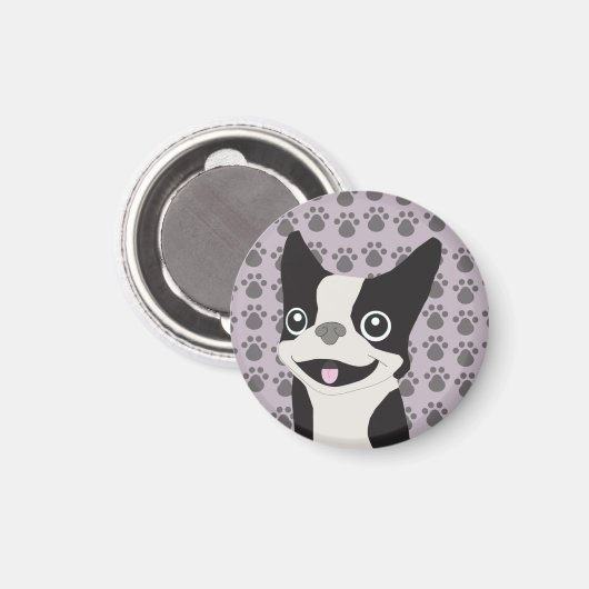 Boston Terrier, Purple lavender Magneet (Voorkant / Achterkant)