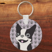 Boston Terrier, Purple lavender Sleutelhanger (Achterkant)