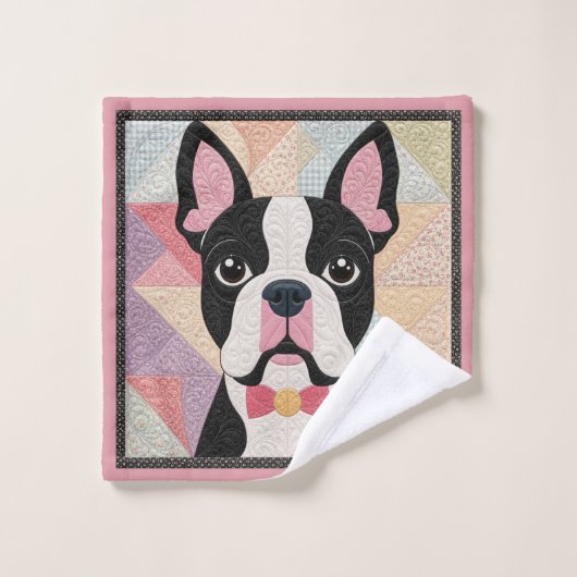 Boston Terrier Quilt Washandje (Wasdoekje)
