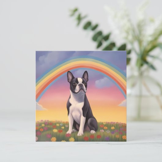 Boston Terrier Rainbow Bridge aangepaste naam hond (Staand voorkant)