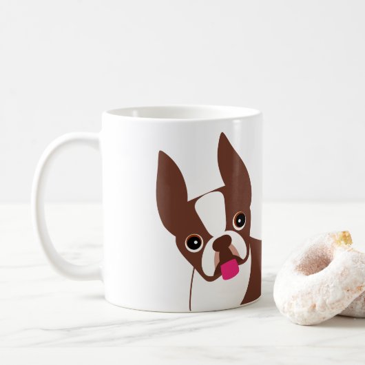 Boston Terrier Red Brown en White Koffiemok (Met donut)