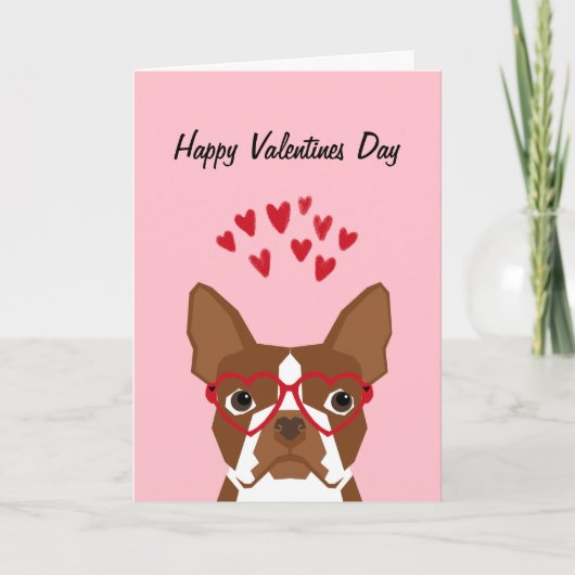 Boston Terrier Red Valentijnse Love Card Feestdagen Kaart (Voorkant)