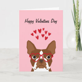 Boston Terrier Red Valentijnse Love Card Feestdagen Kaart