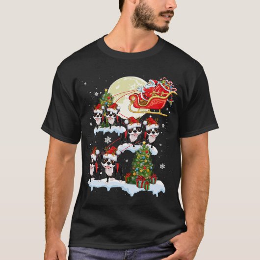 Boston Terrier Reindeer Kerstkerstkerstkersthonden T-shirt (Voorkant)