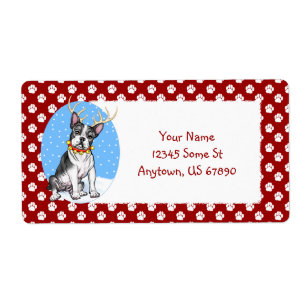 Boston Terrier Reindeer Labels
