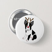 Boston Terrier Reindeer Ronde Button 5,7 Cm (Voorkant /achterkant)