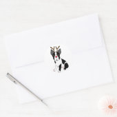 Boston Terrier Reindeer Ronde Sticker (Envelop)