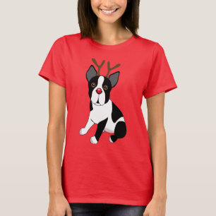 Boston Terrier Reindeer T-shirt