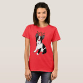 Boston Terrier Reindeer T-shirt (Voorkant volledig)