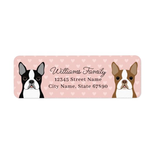 Boston Terrier Retouradreslabels Etiket (Voorkant)
