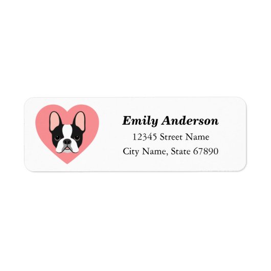 Boston Terrier retouradreslabels Etiket (Voorkant)