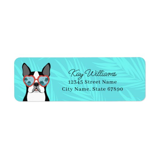 Boston Terrier retouradreslabels Etiket (Voorkant)