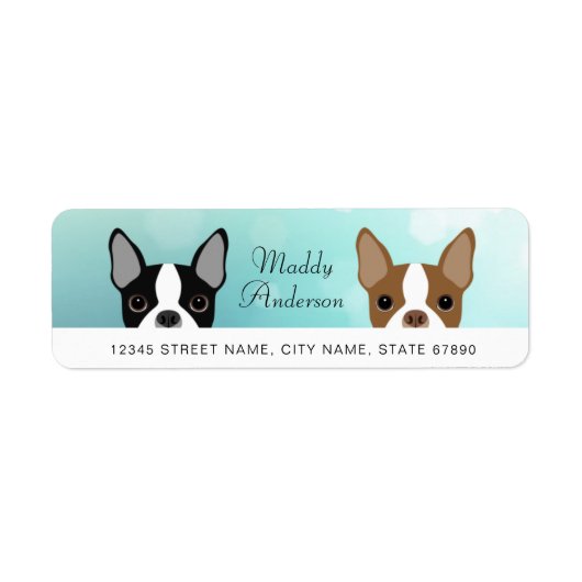 Boston Terrier Retouradreslabels Etiket (Voorkant)