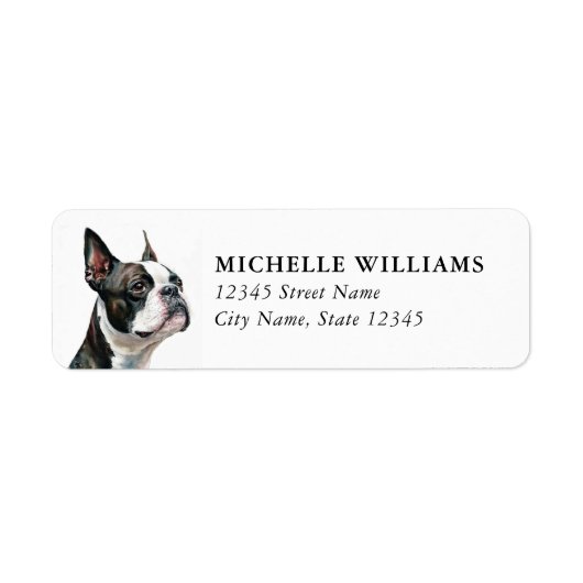 Boston Terrier Retouradreslabels Etiket (Voorkant)