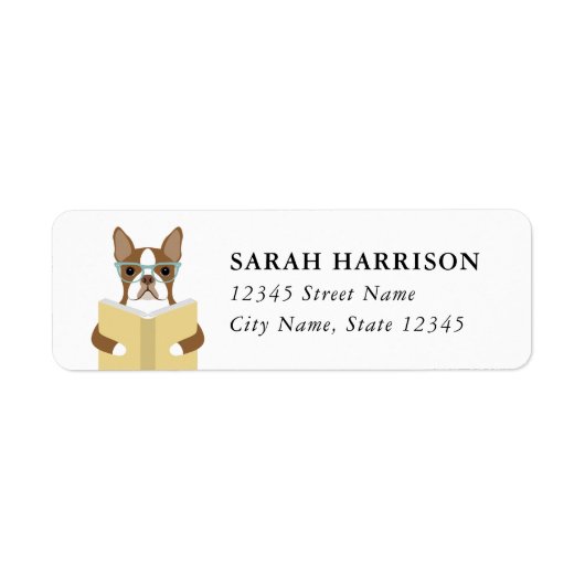 Boston Terrier retouradreslabels Etiket (Voorkant)