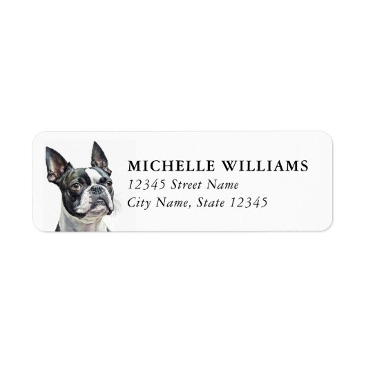 Boston Terrier Retouradreslabels Etiket (Voorkant)