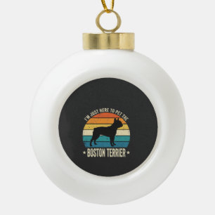 Boston Terrier Retro Hondenliefhebber Grafisch_1 Keramische Bal Ornament