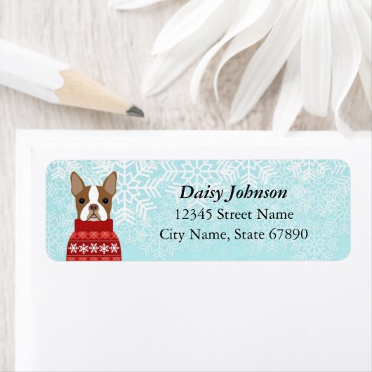 Boston Terrier Return-adreslabels Etiket (Insitu)