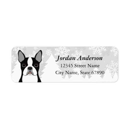 Boston Terrier Return-adreslabels Etiket (Voorkant)