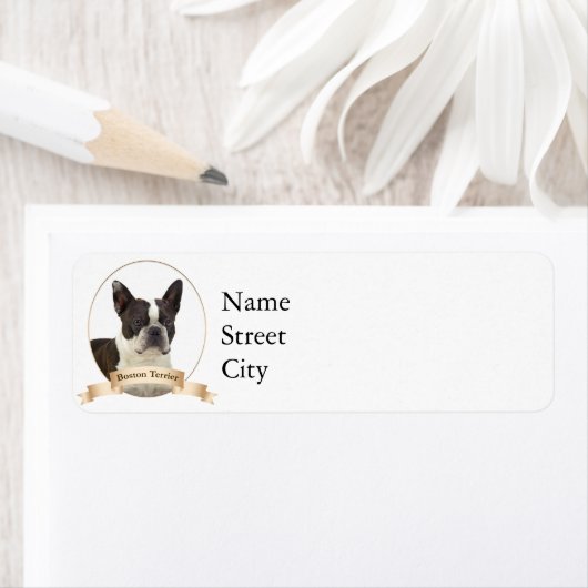 Boston Terrier Return-adreslabels Etiket (Insitu)