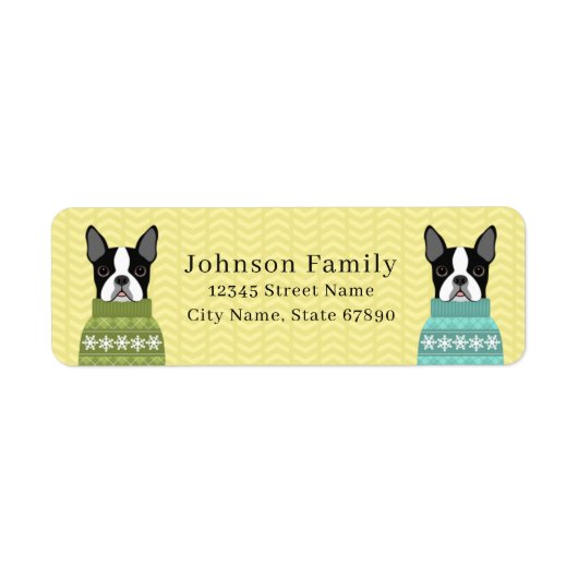 Boston Terrier Return-adreslabels Etiket (Voorkant)