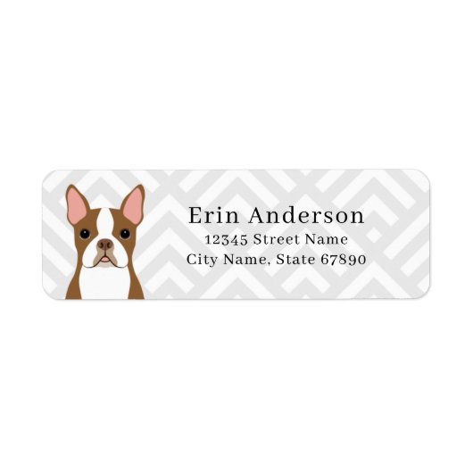 Boston Terrier Return-adreslabels Etiket (Voorkant)