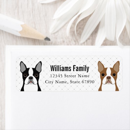 Boston Terrier Return-adreslabels Etiket (Insitu)