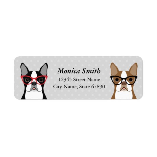 Boston Terrier Return-adreslabels Etiket (Voorkant)