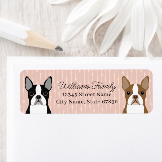 Boston Terrier Return-adreslabels Etiket (Insitu)