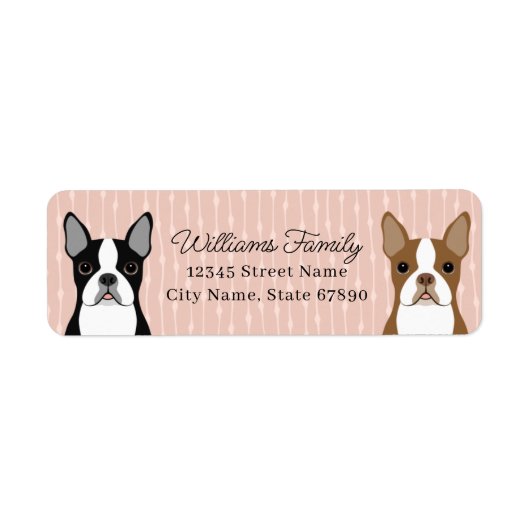 Boston Terrier Return-adreslabels Etiket (Voorkant)