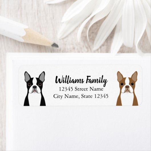 Boston Terrier Return-adreslabels Etiket (Insitu)
