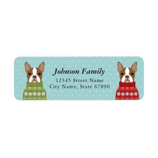 Boston Terrier Return-adreslabels Etiket (Voorkant)