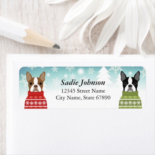 Boston Terrier Return-adreslabels Etiket (Insitu)