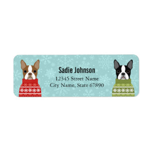 Boston Terrier Return-adreslabels Etiket