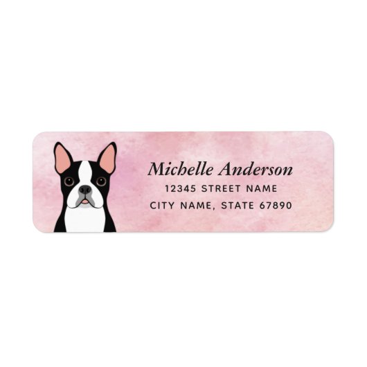 Boston Terrier Return-adreslabels Etiket (Voorkant)