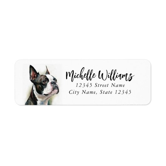 Boston Terrier Return-adreslabels Etiket (Voorkant)