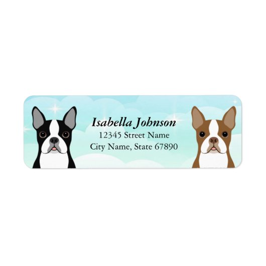 Boston Terrier Return-adreslabels Etiket (Voorkant)