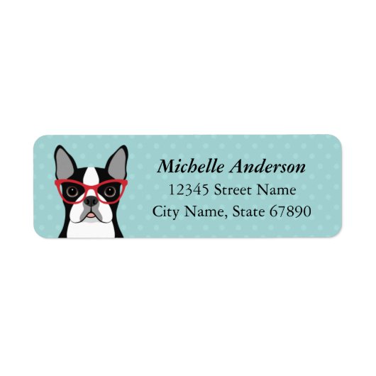 Boston Terrier Return-adreslabels Etiket (Voorkant)