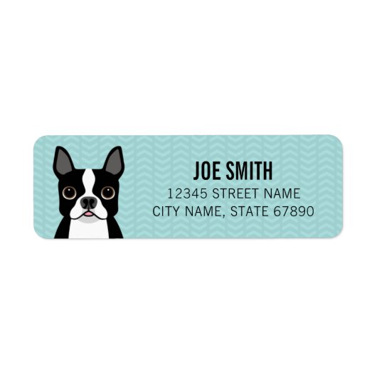 Boston Terrier Return-adreslabels Etiket (Voorkant)