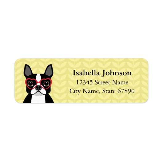 Boston Terrier Return-adreslabels Etiket (Voorkant)