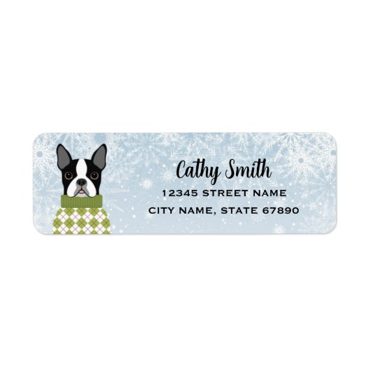 Boston Terrier Return-adreslabels Etiket (Voorkant)