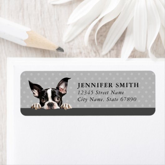 Boston Terrier Return-adreslabels Etiket (Insitu)