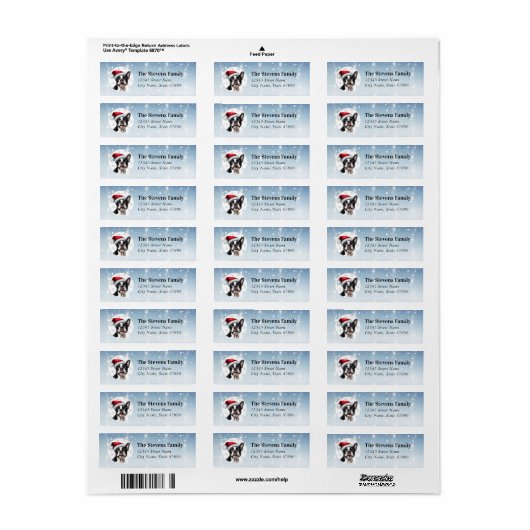 Boston Terrier Return-adreslabels Etiket (Full Sheet)