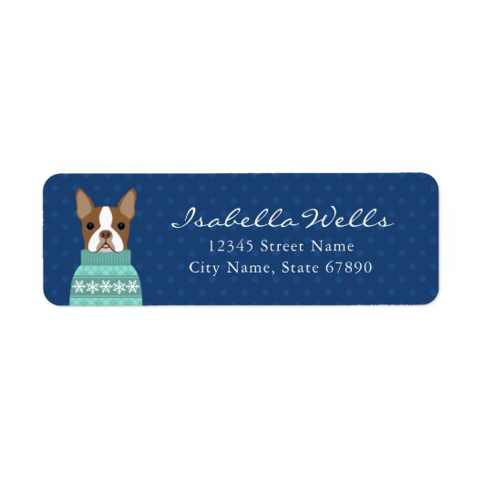 Boston Terrier Return-adreslabels Etiket (Voorkant)