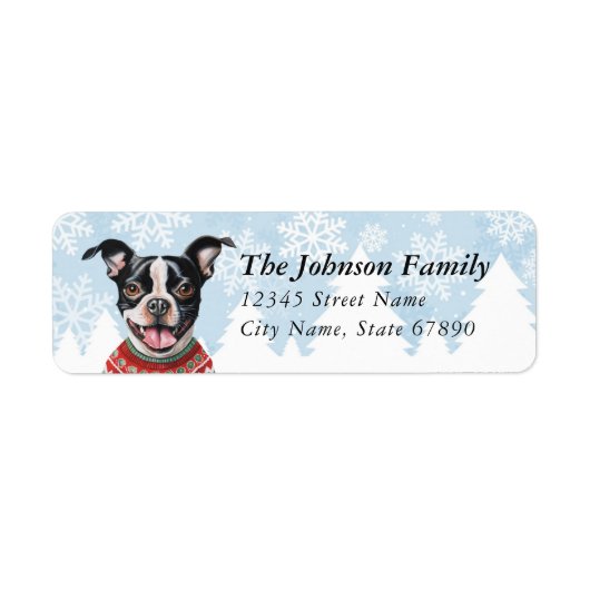 Boston Terrier Return-adreslabels Etiket (Voorkant)